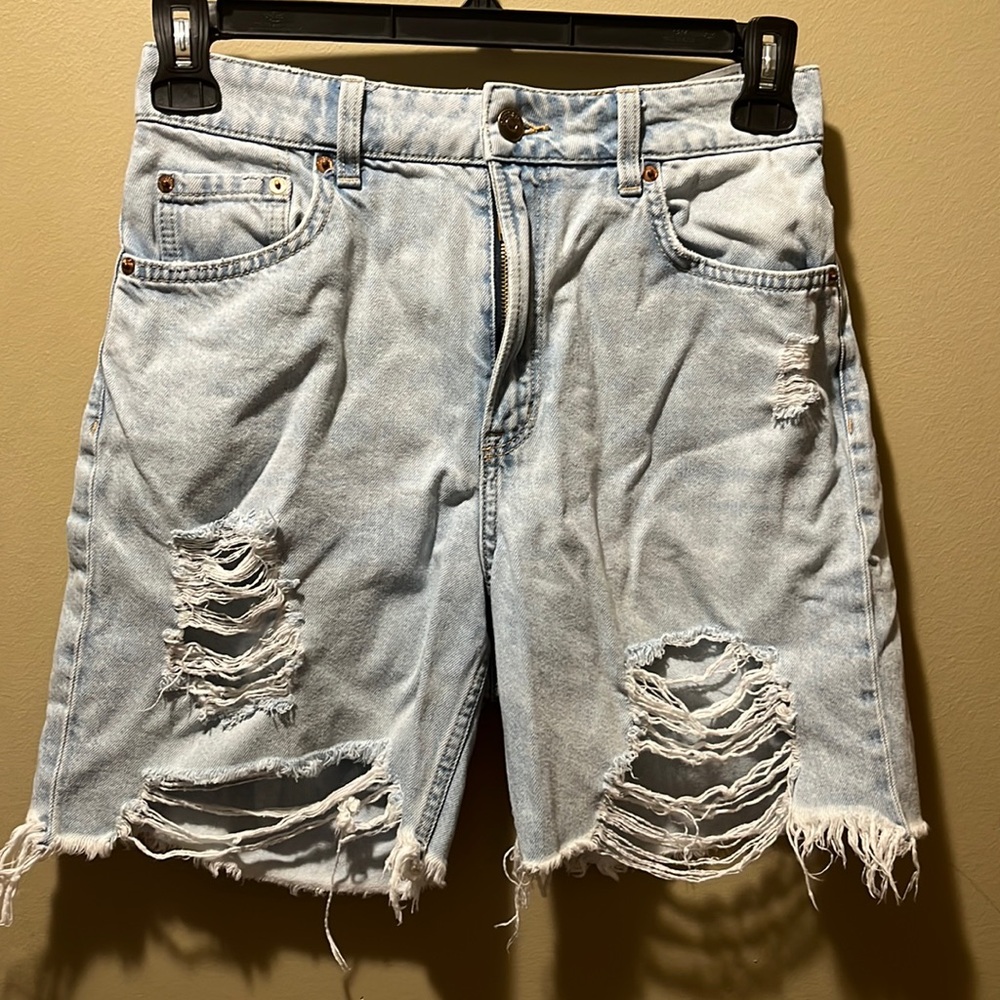 High Rise White Wash Jean Shorts